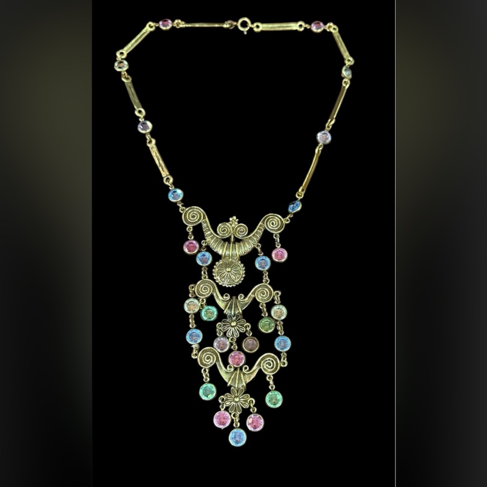 Vintage Multicolor Gemstone Necklace
